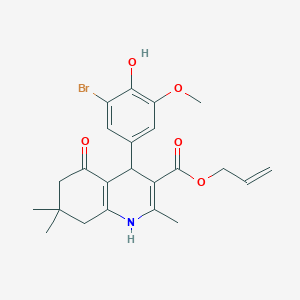 molecular formula C23H26BrNO5 B401917 Prop-2-enyl 4-[3-bromo-4-hydroxy-5-(methyloxy)phenyl]-2,7,7-trimethyl-5-oxo-1,4,5,6,7,8-hexahydroquinoline-3-carboxylate 