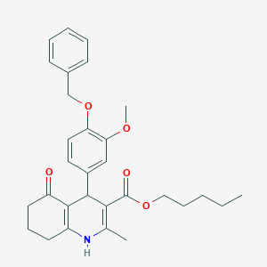 molecular formula C30H35NO5 B401919 Pentyl 4-[4-(benzyloxy)-3-methoxyphenyl]-2-methyl-5-oxo-1,4,5,6,7,8-hexahydro-3-quinolinecarboxylate 
