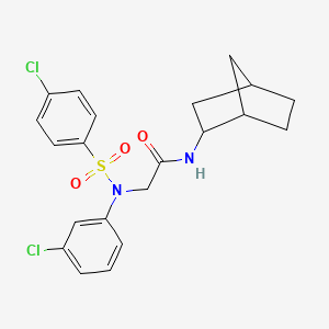 molecular formula C21H22Cl2N2O3S B4019198 N~1~-bicyclo[2.2.1]hept-2-yl-N~2~-(3-chlorophenyl)-N~2~-[(4-chlorophenyl)sulfonyl]glycinamide 