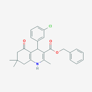 molecular formula C26H26ClNO3 B401920 Benzyl 4-(3-chlorophenyl)-2,7,7-trimethyl-5-oxo-1,4,5,6,7,8-hexahydro-3-quinolinecarboxylate 
