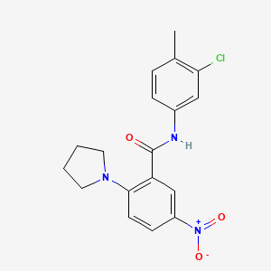 molecular formula C18H18ClN3O3 B4019217 N-(3-chloro-4-methylphenyl)-5-nitro-2-(1-pyrrolidinyl)benzamide 