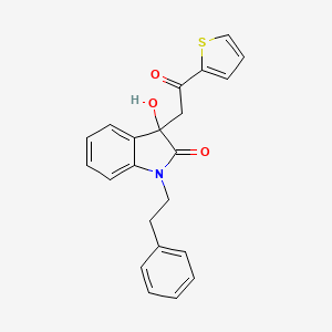 molecular formula C22H19NO3S B4019231 3-hydroxy-3-[2-oxo-2-(2-thienyl)ethyl]-1-(2-phenylethyl)-1,3-dihydro-2H-indol-2-one 