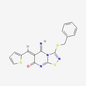 molecular formula C17H12N4OS3 B4019232 3-(benzylthio)-5-imino-6-(2-thienylmethylene)-5,6-dihydro-7H-[1,2,4]thiadiazolo[4,5-a]pyrimidin-7-one 