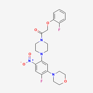 molecular formula C22H24F2N4O5 B4019260 4-(2-fluoro-5-{4-[(2-fluorophenoxy)acetyl]-1-piperazinyl}-4-nitrophenyl)morpholine 