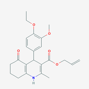 molecular formula C23H27NO5 B401927 Prop-2-enyl 4-[4-(ethyloxy)-3-(methyloxy)phenyl]-2-methyl-5-oxo-1,4,5,6,7,8-hexahydroquinoline-3-carboxylate 