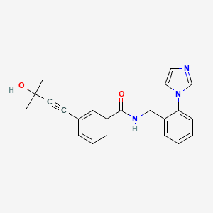 molecular formula C22H21N3O2 B4019276 3-(3-hydroxy-3-methylbut-1-yn-1-yl)-N-[2-(1H-imidazol-1-yl)benzyl]benzamide 