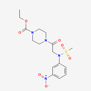molecular formula C16H22N4O7S B4019289 ethyl 4-[N-(methylsulfonyl)-N-(3-nitrophenyl)glycyl]-1-piperazinecarboxylate 