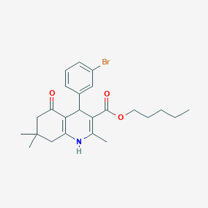 molecular formula C24H30BrNO3 B401931 Pentyl 4-(3-bromophenyl)-2,7,7-trimethyl-5-oxo-1,4,5,6,7,8-hexahydroquinoline-3-carboxylate 
