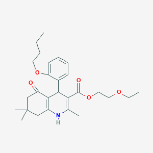 2-Ethoxyethyl 4-(2-butoxyphenyl)-2,7,7-trimethyl-5-oxo-1,4,5,6,7,8-hexahydroquinoline-3-carboxylate
