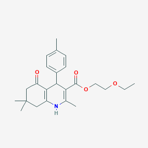 molecular formula C24H31NO4 B401933 2-(Ethyloxy)ethyl 2,7,7-trimethyl-4-(4-methylphenyl)-5-oxo-1,4,5,6,7,8-hexahydroquinoline-3-carboxylate 