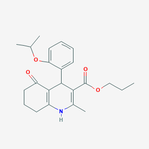 molecular formula C23H29NO4 B401934 Propyl 2-methyl-5-oxo-4-[2-(propan-2-yloxy)phenyl]-1,4,5,6,7,8-hexahydroquinoline-3-carboxylate 