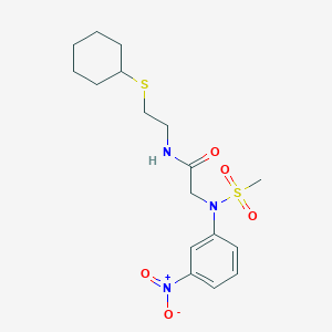 molecular formula C17H25N3O5S2 B4019378 N~1~-[2-(cyclohexylthio)ethyl]-N~2~-(methylsulfonyl)-N~2~-(3-nitrophenyl)glycinamide 