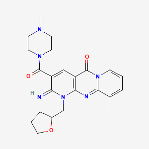 molecular formula C23H28N6O3 B4019421 2-imino-10-methyl-3-[(4-methyl-1-piperazinyl)carbonyl]-1-(tetrahydro-2-furanylmethyl)-1,2-dihydro-5H-dipyrido[1,2-a:2',3'-d]pyrimidin-5-one 