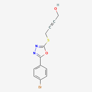 molecular formula C12H9BrN2O2S B4019424 4-{[5-(4-bromophenyl)-1,3,4-oxadiazol-2-yl]thio}-2-butyn-1-ol 