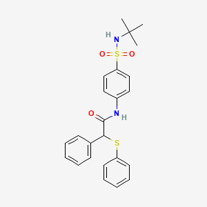 molecular formula C24H26N2O3S2 B4019440 N-{4-[(tert-butylamino)sulfonyl]phenyl}-2-phenyl-2-(phenylthio)acetamide 