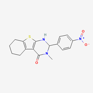 molecular formula C17H17N3O3S B4019450 3-methyl-2-(4-nitrophenyl)-2,3,5,6,7,8-hexahydro[1]benzothieno[2,3-d]pyrimidin-4(1H)-one 
