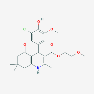 molecular formula C23H28ClNO6 B401947 2-(Methyloxy)ethyl 4-[3-chloro-4-hydroxy-5-(methyloxy)phenyl]-2,7,7-trimethyl-5-oxo-1,4,5,6,7,8-hexahydroquinoline-3-carboxylate 