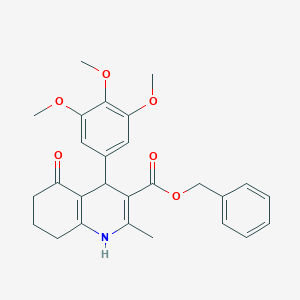 molecular formula C27H29NO6 B401948 Benzyl 2-methyl-5-oxo-4-(3,4,5-trimethoxyphenyl)-1,4,5,6,7,8-hexahydroquinoline-3-carboxylate 