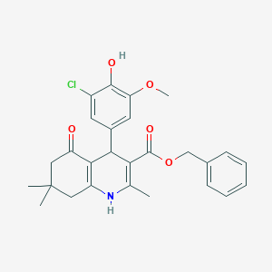 molecular formula C27H28ClNO5 B401949 Benzyl 4-(3-chloro-4-hydroxy-5-methoxyphenyl)-2,7,7-trimethyl-5-oxo-1,4,5,6,7,8-hexahydro-3-quinolinecarboxylate 