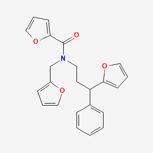 molecular formula C23H21NO4 B4019496 N-(2-furylmethyl)-N-[3-(2-furyl)-3-phenylpropyl]-2-furamide 