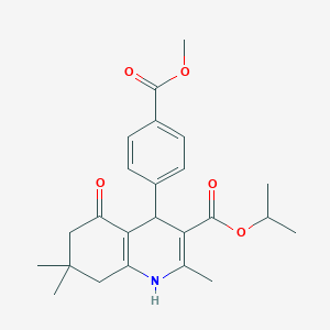 molecular formula C24H29NO5 B401950 Propan-2-yl 4-[4-(methoxycarbonyl)phenyl]-2,7,7-trimethyl-5-oxo-1,4,5,6,7,8-hexahydroquinoline-3-carboxylate 