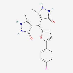molecular formula C19H17FN4O3 B4019510 4,4'-{[5-(4-fluorophenyl)-2-furyl]methylene}bis(3-methyl-1H-pyrazol-5-ol) 