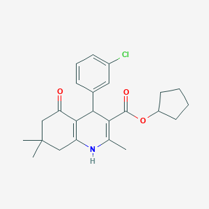 molecular formula C24H28ClNO3 B401954 Cyclopentyl 4-(3-chlorophenyl)-2,7,7-trimethyl-5-oxo-1,4,5,6,7,8-hexahydroquinoline-3-carboxylate 
