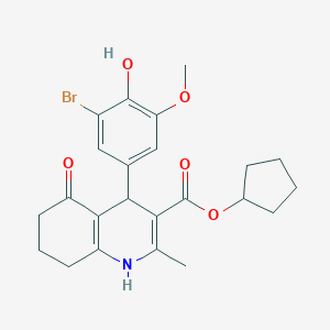 molecular formula C23H26BrNO5 B401955 Cyclopentyl 4-(3-bromo-4-hydroxy-5-methoxyphenyl)-2-methyl-5-oxo-1,4,5,6,7,8-hexahydroquinoline-3-carboxylate 