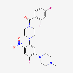 molecular formula C22H24F3N5O3 B4019567 1-(2,4-difluorobenzoyl)-4-[4-fluoro-5-(4-methyl-1-piperazinyl)-2-nitrophenyl]piperazine 