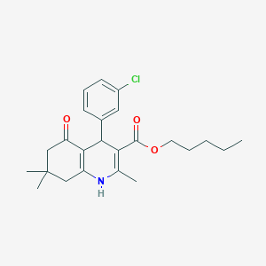 molecular formula C24H30ClNO3 B401957 Pentyl 4-(3-chlorophenyl)-2,7,7-trimethyl-5-oxo-1,4,5,6,7,8-hexahydroquinoline-3-carboxylate 