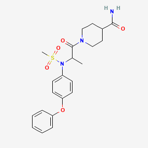molecular formula C22H27N3O5S B4019576 1-[N-(methylsulfonyl)-N-(4-phenoxyphenyl)alanyl]-4-piperidinecarboxamide 