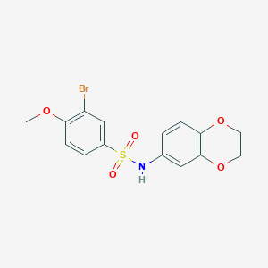 molecular formula C15H14BrNO5S B4019589 3-bromo-N-(2,3-dihydro-1,4-benzodioxin-6-yl)-4-methoxybenzenesulfonamide 