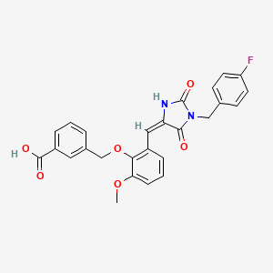 molecular formula C26H21FN2O6 B4019596 3-[(2-{[1-(4-氟苄基)-2,5-二氧代-4-咪唑烷亚胺]-甲基}-6-甲氧基苯氧基)甲基]苯甲酸 
