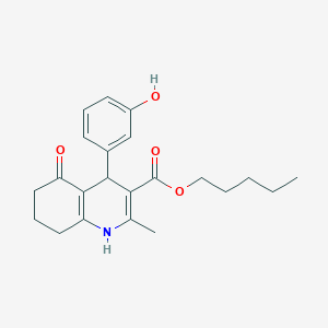 molecular formula C22H27NO4 B401961 Pentyl 4-(3-hydroxyphenyl)-2-methyl-5-oxo-1,4,5,6,7,8-hexahydro-3-quinolinecarboxylate 