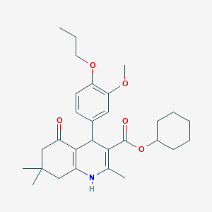 Cyclohexyl 2,7,7-trimethyl-4-[3-(methyloxy)-4-(propyloxy)phenyl]-5-oxo-1,4,5,6,7,8-hexahydroquinoline-3-carboxylate