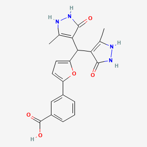 molecular formula C20H18N4O5 B4019653 3-{5-[bis(5-hydroxy-3-methyl-1H-pyrazol-4-yl)methyl]-2-furyl}benzoic acid 