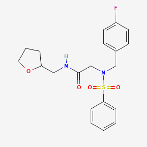 molecular formula C20H23FN2O4S B4019679 N~2~-(4-fluorobenzyl)-N~2~-(phenylsulfonyl)-N~1~-(tetrahydro-2-furanylmethyl)glycinamide 