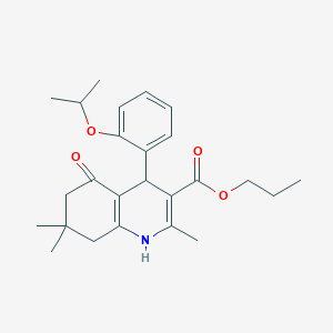 molecular formula C25H33NO4 B401968 Propyl 2,7,7-trimethyl-4-{2-[(1-methylethyl)oxy]phenyl}-5-oxo-1,4,5,6,7,8-hexahydroquinoline-3-carboxylate 