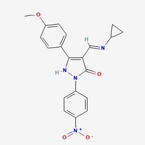molecular formula C20H18N4O4 B4019689 4-[(cyclopropylamino)methylene]-5-(4-methoxyphenyl)-2-(4-nitrophenyl)-2,4-dihydro-3H-pyrazol-3-one 