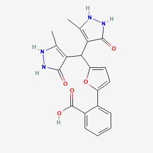 molecular formula C20H18N4O5 B4019699 2-{5-[bis(5-hydroxy-3-methyl-1H-pyrazol-4-yl)methyl]-2-furyl}benzoic acid 