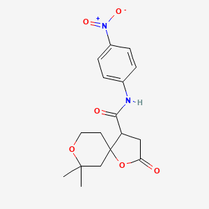 7,7-dimethyl-N-(4-nitrophenyl)-2-oxo-1,8-dioxaspiro[4.5]decane-4-carboxamide