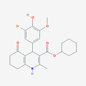 molecular formula C24H28BrNO5 B401971 Cyclohexyl 4-(3-bromo-4-hydroxy-5-methoxyphenyl)-2-methyl-5-oxo-1,4,5,6,7,8-hexahydroquinoline-3-carboxylate 