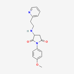 molecular formula C18H19N3O3 B4019740 1-(4-methoxyphenyl)-3-{[2-(2-pyridinyl)ethyl]amino}-2,5-pyrrolidinedione 