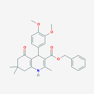 molecular formula C28H31NO5 B401975 Benzyl 4-(3,4-dimethoxyphenyl)-2,7,7-trimethyl-5-oxo-1,4,5,6,7,8-hexahydro-3-quinolinecarboxylate 
