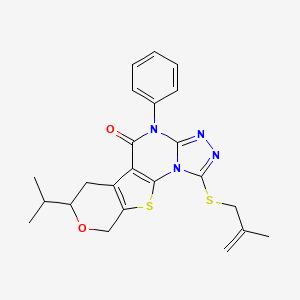 molecular formula C23H24N4O2S2 B4019758 7-isopropyl-1-[(2-methyl-2-propen-1-yl)thio]-4-phenyl-6,9-dihydro-7H-pyrano[4',3':4,5]thieno[3,2-e][1,2,4]triazolo[4,3-a]pyrimidin-5(4H)-one 