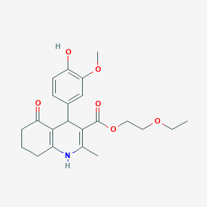 2-Ethoxyethyl 4-(4-hydroxy-3-methoxyphenyl)-2-methyl-5-oxo-1,4,5,6,7,8-hexahydroquinoline-3-carboxylate