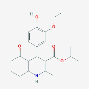 molecular formula C22H27NO5 B401978 1-Methylethyl 4-[3-(ethyloxy)-4-hydroxyphenyl]-2-methyl-5-oxo-1,4,5,6,7,8-hexahydroquinoline-3-carboxylate 