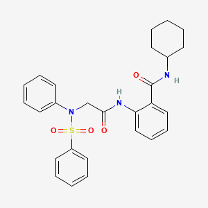 molecular formula C27H29N3O4S B4019789 N-cyclohexyl-2-{[N-phenyl-N-(phenylsulfonyl)glycyl]amino}benzamide 