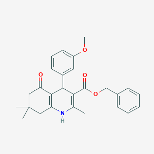 molecular formula C27H29NO4 B401980 Benzyl 4-(3-methoxyphenyl)-2,7,7-trimethyl-5-oxo-1,4,5,6,7,8-hexahydroquinoline-3-carboxylate 