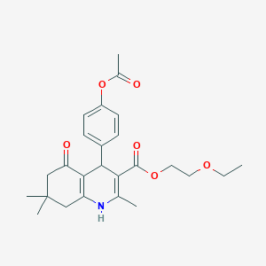 molecular formula C25H31NO6 B401981 2-(Ethyloxy)ethyl 4-[4-(acetyloxy)phenyl]-2,7,7-trimethyl-5-oxo-1,4,5,6,7,8-hexahydroquinoline-3-carboxylate 